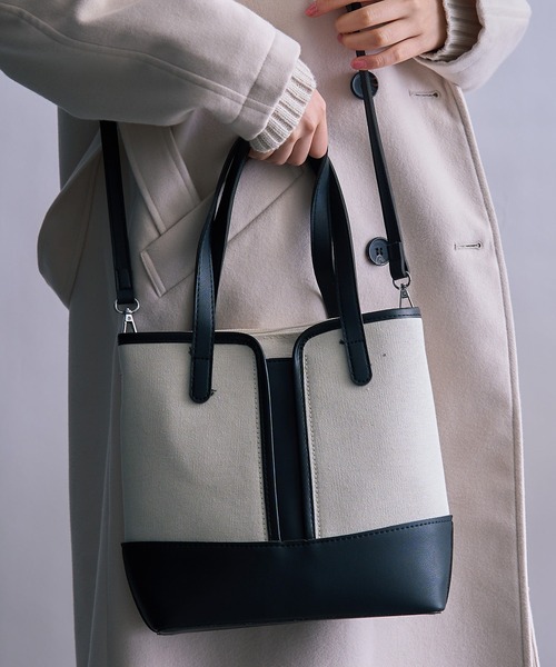 MAISON BREEZE（メゾンブリーズ）の「【MAISON BREEZE】バッグinバッグ付き シンプルPUカラーハンドル2WAYトートバッグ KNF（トートバッグ・レディース・ブラック/ブラウン/グリーン・FREE）」の2枚目の写真