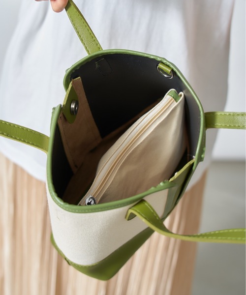 MAISON BREEZE（メゾンブリーズ）の「【MAISON BREEZE】バッグinバッグ付き シンプルPUカラーハンドル2WAYトートバッグ KNF（トートバッグ・レディース・ブラック/ブラウン/グリーン・FREE）」の8枚目の写真