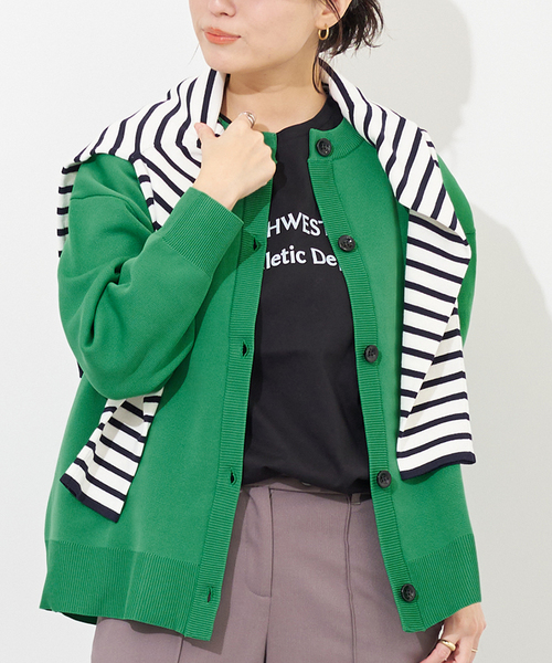 B.C STOCK(ベーセーストック)の「ダンボール クルーカーディガン(カーディガン/ボレロ・レディース・ブラック/ブルー/グリーン/アイボリー/ピンク・FREE)」の3枚目の写真