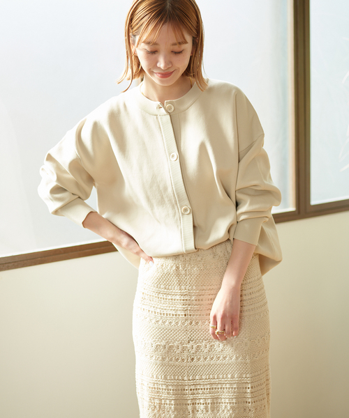 B.C STOCK(ベーセーストック)の「ダンボール クルーカーディガン(カーディガン/ボレロ・レディース・ブラック/ブルー/グリーン/アイボリー/ピンク・FREE)」の2枚目の写真