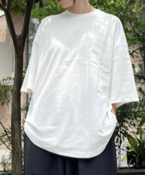 A4A(エーフォーエー)の「A4A/エーフォーエー/シルケットポケットショートスリーブTシャツ(Tシャツ/カットソー・レディース・ホワイト/ブラック/ブルー/グリーン・M/L)」の1枚目の写真