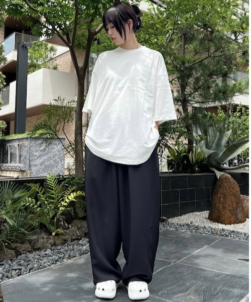 A4A(エーフォーエー)の「A4A/エーフォーエー/シルケットポケットショートスリーブTシャツ(Tシャツ/カットソー・レディース・ホワイト/ブラック/ブルー/グリーン・M/L)」の6枚目の写真
