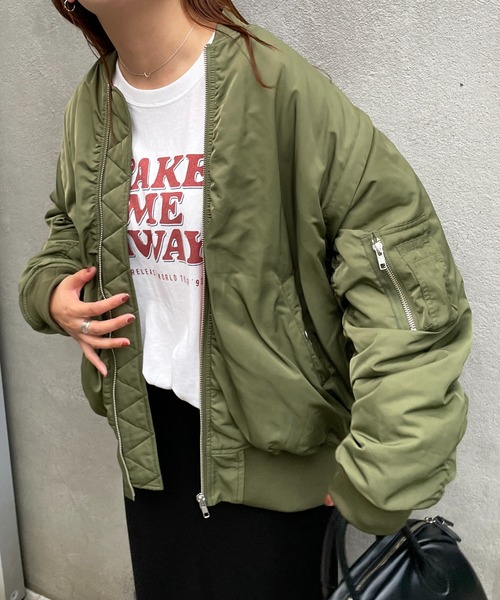 DISCOAT（ディスコート）の「【2WAY】 MA-1（MA-1・レディース・ブラック/カーキ/アイボリー・FREE）」の9枚目の写真