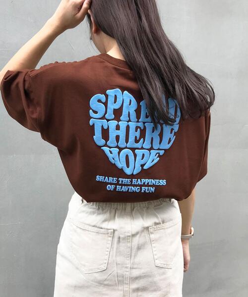 INGNI（イング）の「BACK発泡ハートロゴチュニックTシャツ（T
