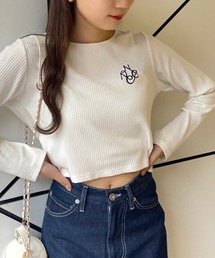 one after another NICE CLAUP | イニシャル刺しゅうテレコトップス(Tシャツ/カットソー)