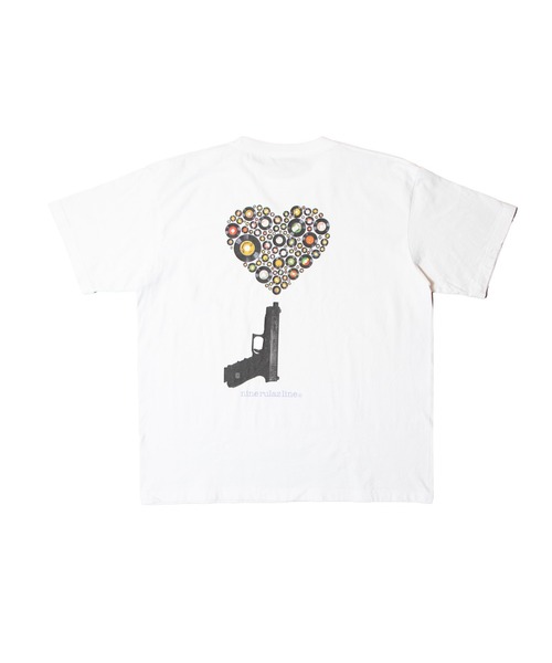 NINE RULAZ LINE（ナインルーラズライン）の「ナインルーラーズ [Nine Rulaz] - ピース オーバー ガン 半袖 Tシャツ [Peace Over Gun Tee]（Tシャツ/カットソー・メンズ・ホワイト/ブラック/スモークピンク・LARGE/X-LARGE/MEDIUM/XX-LARGE）」の2枚目の写真