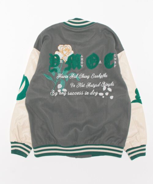 HOOK（フック）の「【HOOK】アメカジワッペン刺繍スタジャンジャケット・フラワーシリーズ（スタジャン・メンズ・ブラウン系その他/グリーン/ブラック系その他/ブラウン/ブラック/グレー・M/L/XL）」の7枚目の写真