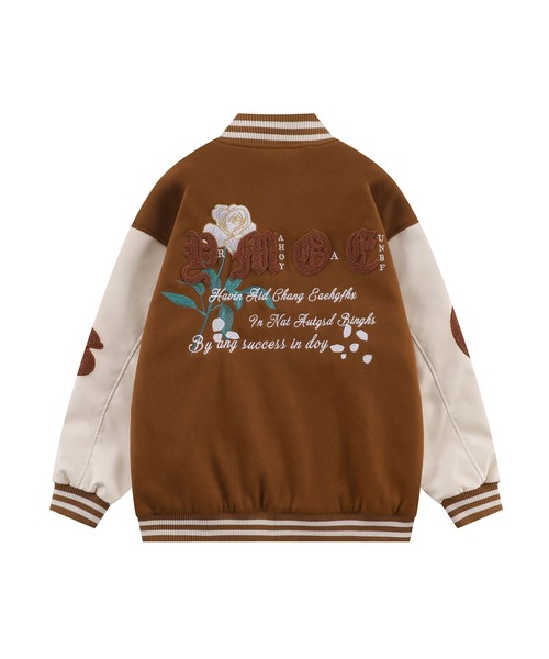 HOOK（フック）の「【HOOK】アメカジワッペン刺繍スタジャンジャケット・フラワーシリーズ（スタジャン・メンズ・ブラウン系その他/グリーン/ブラック系その他/ブラウン/ブラック/グレー・M/L/XL）」の9枚目の写真