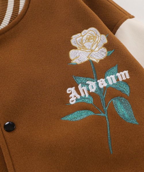 HOOK（フック）の「【HOOK】アメカジワッペン刺繍スタジャンジャケット・フラワーシリーズ（スタジャン・メンズ・ブラウン系その他/グリーン/ブラック系その他/ブラウン/ブラック/グレー・M/L/XL）」の16枚目の写真