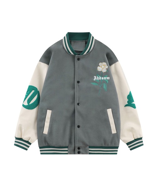 HOOK（フック）の「【HOOK】アメカジワッペン刺繍スタジャンジャケット・フラワーシリーズ（スタジャン・メンズ・ブラウン系その他/グリーン/ブラック系その他/ブラウン/ブラック/グレー・M/L/XL）」の12枚目の写真