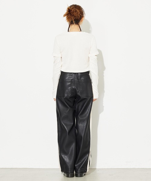 X-girl（エックスガール）の「DETACHABLE RIB TOP（Tシャツ/カットソー・レディース・ホワイト/ライトブルー/ブラック・M/S）」の10枚目の写真