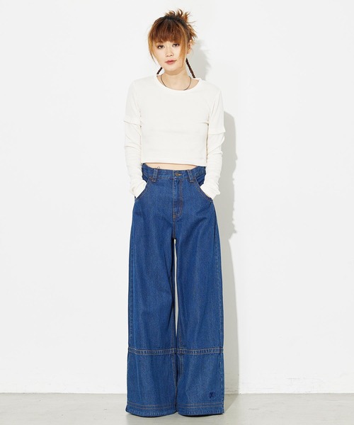 X-girl（エックスガール）の「DETACHABLE RIB TOP（Tシャツ/カットソー・レディース・ホワイト/ライトブルー/ブラック・M/S）」の18枚目の写真