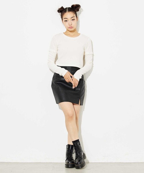 X-girl(エックスガール)の「DETACHABLE RIB TOP(Tシャツ/カットソー・レディース・ホワイト/ライトブルー/ブラック・M/S)」の22枚目の写真