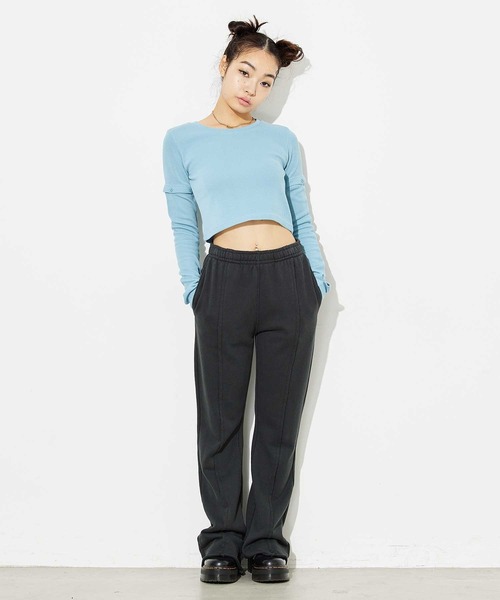 X-girl（エックスガール）の「DETACHABLE RIB TOP（Tシャツ/カットソー・レディース・ホワイト/ライトブルー/ブラック・M/S）」の15枚目の写真