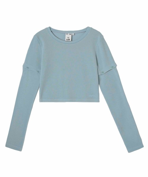 X-girl（エックスガール）の「DETACHABLE RIB TOP（Tシャツ/カットソー・レディース・ホワイト/ライトブルー/ブラック・M/S）」の12枚目の写真