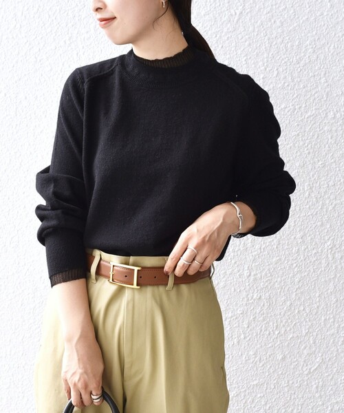 SHIPS(シップス)の「*〈手洗い可能〉シアーレイヤードニットプルオーバー◆(ニット/セーター・レディース・ブラック/オフホワイト/ブラウン系/ブルー系・ONE SIZE)」の3枚目の写真