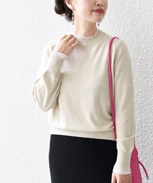 SHIPS(シップス)の「*〈手洗い可能〉シアーレイヤードニットプルオーバー◆(ニット/セーター・レディース・ブラック/オフホワイト/ブラウン系/ブルー系・ONE SIZE)」の21枚目の写真