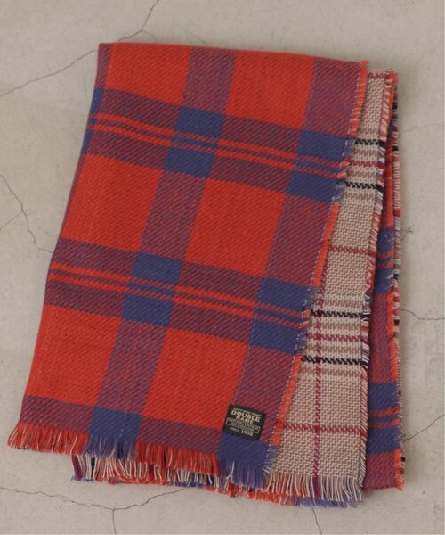 DOUBLE NAME(ダブルネーム)の「リバーシブルチェックマフラー(マフラー・レディース・ブラック/オレンジ/ブルー・FREE)」の3枚目の写真