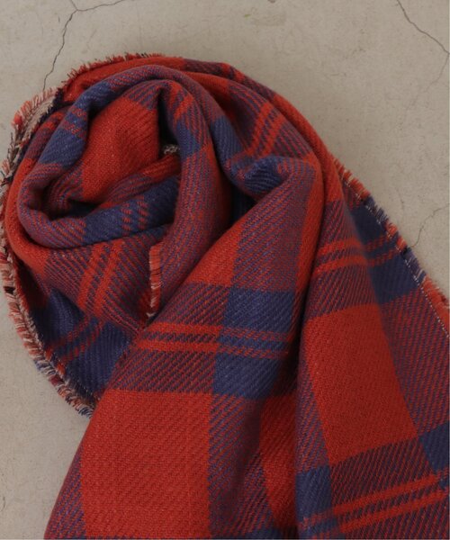 DOUBLE NAME(ダブルネーム)の「リバーシブルチェックマフラー(マフラー・レディース・ブラック/オレンジ/ブルー・FREE)」の7枚目の写真