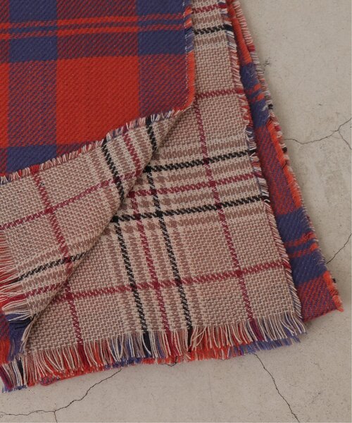 DOUBLE NAME(ダブルネーム)の「リバーシブルチェックマフラー(マフラー・レディース・ブラック/オレンジ/ブルー・FREE)」の9枚目の写真