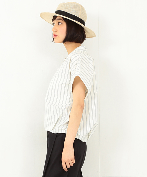 Ray BEAMS（レイビームス）の「Ray BEAMS / ストライプ Vネックプルオーバー（シャツ/ブラウス・レディース・ホワイト/ネイビー・ONE SIZE）」の4枚目の写真