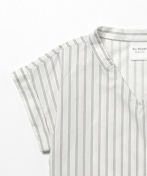 Ray BEAMS（レイビームス）の「Ray BEAMS / ストライプ Vネックプルオーバー（シャツ/ブラウス・レディース・ホワイト/ネイビー・ONE SIZE）」の12枚目の写真