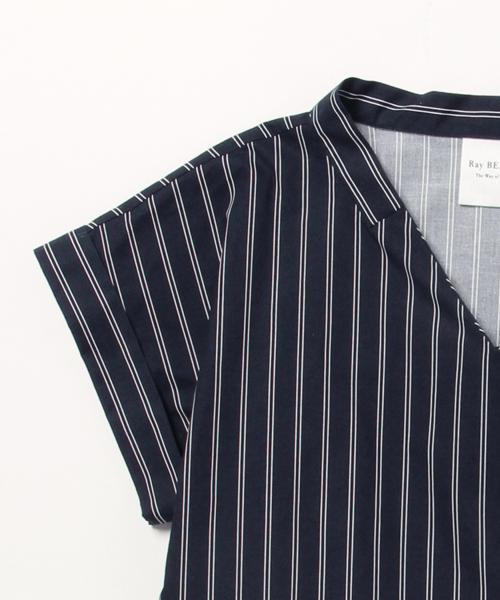 Ray BEAMS（レイビームス）の「Ray BEAMS / ストライプ Vネックプルオーバー（シャツ/ブラウス・レディース・ホワイト/ネイビー・ONE SIZE）」の16枚目の写真