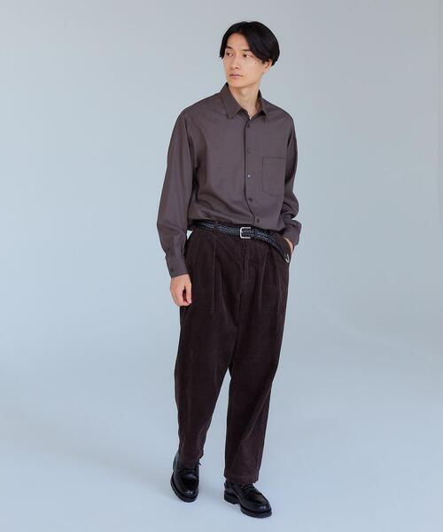 green label relaxing（グリーンレーベルリラクシング）の「Morley コール 1プリーツ テーパード パンツ（その他パンツ・メンズ・オフホワイト/ダークブラウン・L/S/M）」の5枚目の写真