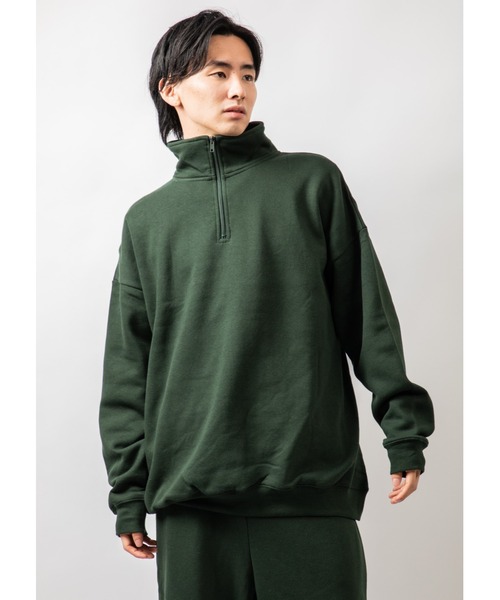 Beno(ビーノ)の「TCソフト裏起毛 オーバーシルエット ハーフジップトレーナー(スウェット・メンズ・マスタード/ロイヤルブルー/ネイビー/ホワイト/グリーン/グレー/グレイッシュベージュ/ブラック・M/L/XL)」の6枚目の写真