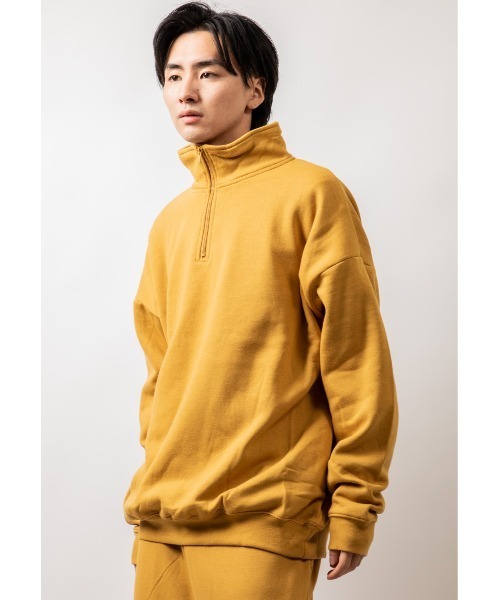 Beno(ビーノ)の「TCソフト裏起毛 オーバーシルエット ハーフジップトレーナー(スウェット・メンズ・マスタード/ロイヤルブルー/ネイビー/ホワイト/グリーン/グレー/グレイッシュベージュ/ブラック・M/L/XL)」の16枚目の写真
