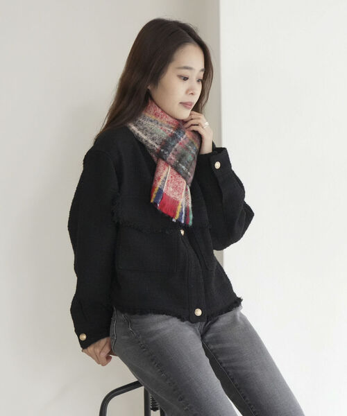 fredy emue（フレディエミュ）の「【QUIOC/キオック】モヘア混チェックマフラー（マフラー・レディース・グリーン系その他/イエロー系その他/ホワイト系その他2・FREE）」の12枚目の写真