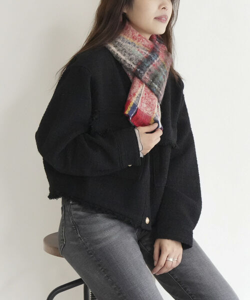 fredy emue（フレディエミュ）の「【QUIOC/キオック】モヘア混チェックマフラー（マフラー・レディース・グリーン系その他/イエロー系その他/ホワイト系その他2・FREE）」の13枚目の写真