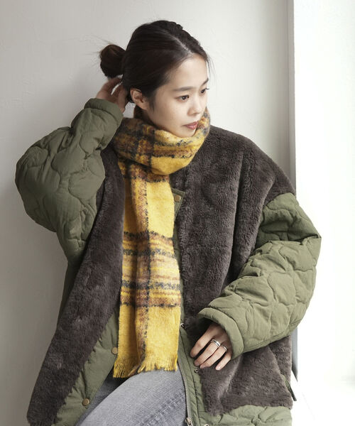 fredy emue（フレディエミュ）の「【QUIOC/キオック】モヘア混チェックマフラー（マフラー・レディース・グリーン系その他/イエロー系その他/ホワイト系その他2・FREE）」の14枚目の写真