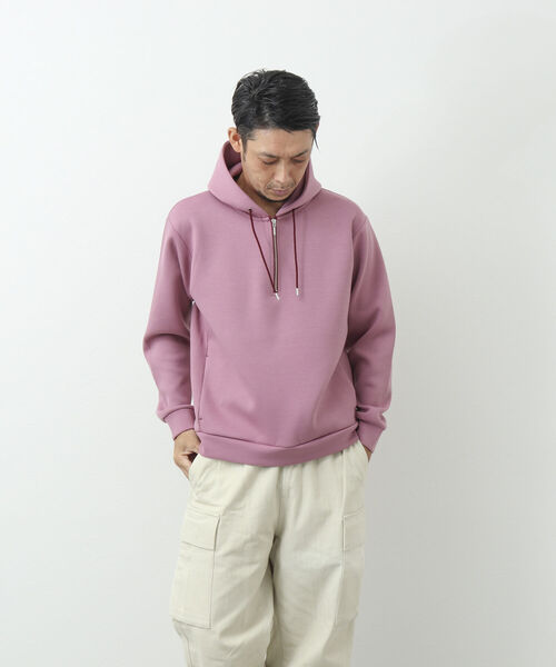 NOLLEY'S goodman(ノーリーズグッドマン)の「ダンボールニット ハーフジップパーカー(パーカー・メンズ・グレイッシュベージュ/ネイビー/ベージュ/ベビーピンク・M/L/XL/S)」の19枚目の写真