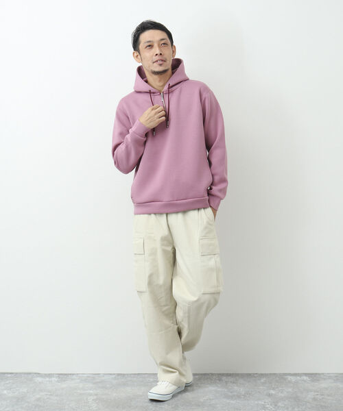 NOLLEY'S goodman(ノーリーズグッドマン)の「ダンボールニット ハーフジップパーカー(パーカー・メンズ・グレイッシュベージュ/ネイビー/ベージュ/ベビーピンク・M/L/XL/S)」の18枚目の写真