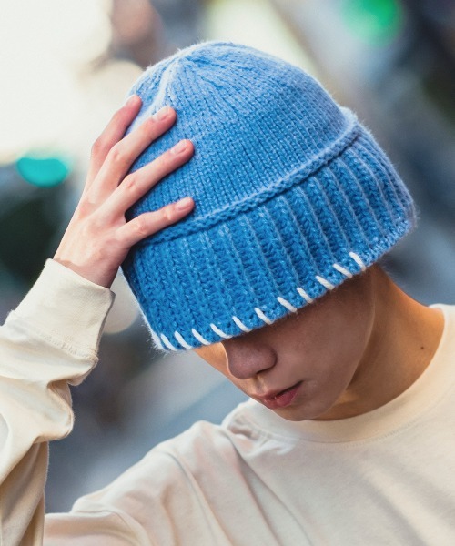 improves（インプローブス）の「ステッチデザイン ニットキャップ（ニットキャップ/ビーニー・メンズ・ブルー/グレー/ブラック/ホワイト/ベージュ/イエロー/ラベンダー・FREE）」の5枚目の写真