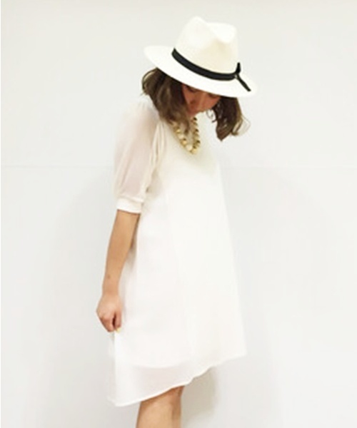 mystic（ミスティック）の「サイドシフォン半袖OP（ワンピース・レディース・オフホワイト/グレー/ブラック・ﾌﾘ-）」の2枚目の写真