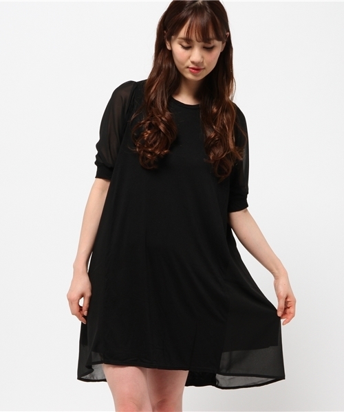 mystic（ミスティック）の「サイドシフォン半袖OP（ワンピース・レディース・オフホワイト/グレー/ブラック・ﾌﾘ-）」の3枚目の写真