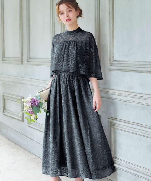 girl（ガール）の「総レースハイネックケープ風 フレア ロング 結婚式