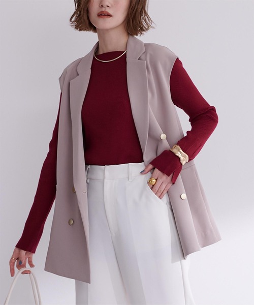 UR'S（ユアーズ）の「ボートネックスリットスリーブリブニット（ニット/セーター・レディース・ブラック/ホワイト/ホワイト系その他/グリーン/ボルドー/ブルー系その他/ネイビー/ラベンダー/ブラウン/レッド/モカ/ミント・S/M/L）」の12枚目の写真