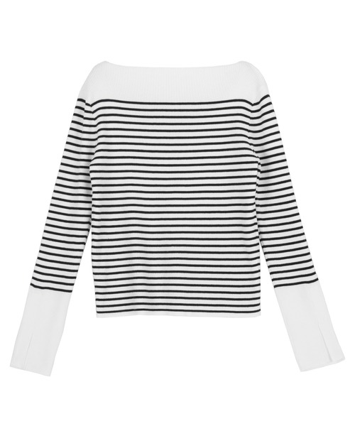 UR'S（ユアーズ）の「ボートネックスリットスリーブリブニット（ニット/セーター・レディース・ブラック/ホワイト/ホワイト系その他/グリーン/ボルドー/ブルー系その他/ネイビー/ラベンダー/ブラウン/レッド/モカ/ミント・S/M/L）」の13枚目の写真