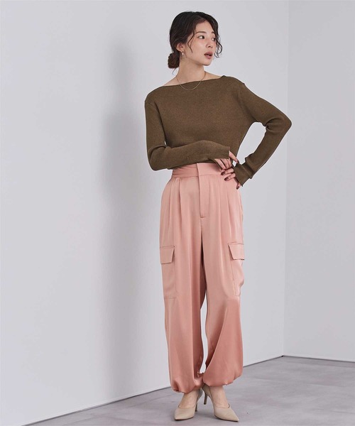 UR'S（ユアーズ）の「ボートネックスリットスリーブリブニット（ニット/セーター・レディース・ブラック/ホワイト/ホワイト系その他/グリーン/ボルドー/ブルー系その他/ネイビー/ラベンダー/ブラウン/レッド/モカ/ミント・S/M/L）」の22枚目の写真