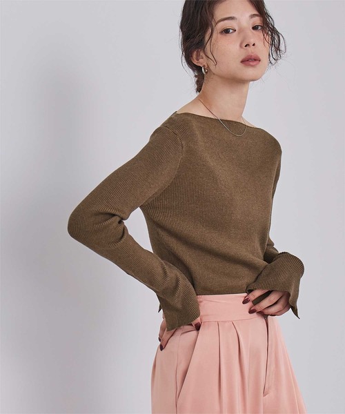 UR'S（ユアーズ）の「ボートネックスリットスリーブリブニット（ニット/セーター・レディース・ブラック/ホワイト/ホワイト系その他/グリーン/ボルドー/ブルー系その他/ネイビー/ラベンダー/ブラウン/レッド/モカ/ミント・S/M/L）」の21枚目の写真