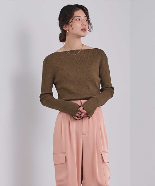 UR'S（ユアーズ）の「ボートネックスリットスリーブリブニット（ニット/セーター・レディース・ブラック/ホワイト/ホワイト系その他/グリーン/ボルドー/ブルー系その他/ネイビー/ラベンダー/ブラウン/レッド/モカ/ミント・S/M/L）」の20枚目の写真