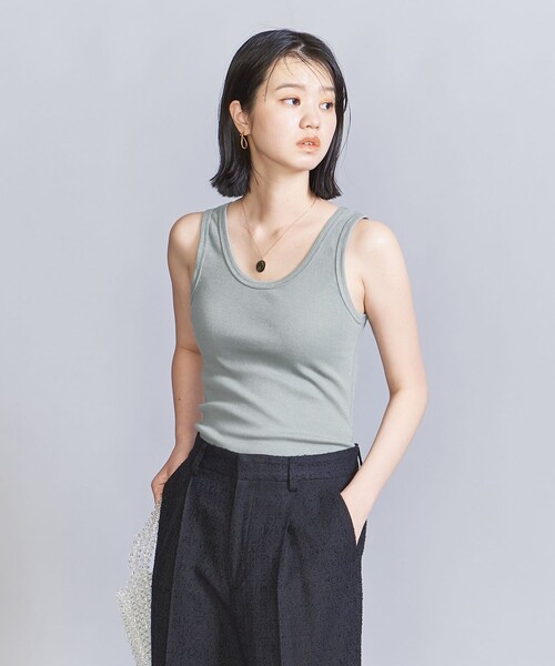 BEAUTY&YOUTH UNITED ARROWS（ビューティーアンドユースユナイテッドアローズ）の「コットンブレンド テレコ タンクトップ（タンクトップ・レディース・ダークグレー/ホワイト/ブラック/ライトブルー/イエロー/ベージュ・FREE）」の5枚目の写真
