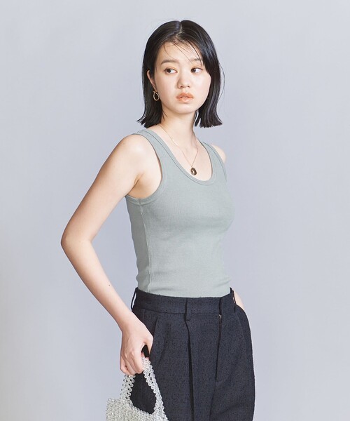 BEAUTY&YOUTH UNITED ARROWS（ビューティーアンドユースユナイテッドアローズ）の「コットンブレンド テレコ タンクトップ（タンクトップ・レディース・ダークグレー/ホワイト/ブラック/ライトブルー/イエロー/ベージュ・FREE）」の7枚目の写真