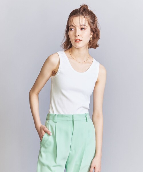 BEAUTY&YOUTH UNITED ARROWS（ビューティーアンドユースユナイテッドアローズ）の「コットンブレンド テレコ タンクトップ（タンクトップ・レディース・ダークグレー/ホワイト/ブラック/ライトブルー/イエロー/ベージュ・FREE）」の12枚目の写真