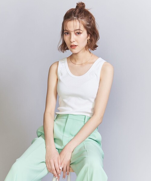 BEAUTY&YOUTH UNITED ARROWS（ビューティーアンドユースユナイテッドアローズ）の「コットンブレンド テレコ タンクトップ（タンクトップ・レディース・ダークグレー/ホワイト/ブラック/ライトブルー/イエロー/ベージュ・FREE）」の13枚目の写真