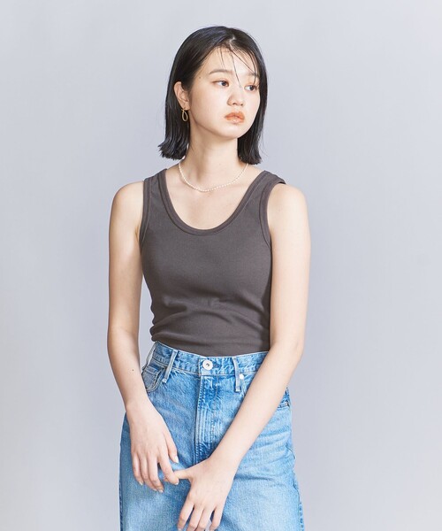 BEAUTY&YOUTH UNITED ARROWS（ビューティーアンドユースユナイテッドアローズ）の「コットンブレンド テレコ タンクトップ（タンクトップ・レディース・ダークグレー/ホワイト/ブラック/ライトブルー/イエロー/ベージュ・FREE）」の17枚目の写真
