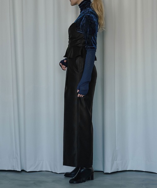 Ezick（エジック）の「Flower petals ビスチェオールインワン（サロペット/オーバーオール・レディース・ブラック/ベージュ・FREE）」の5枚目の写真